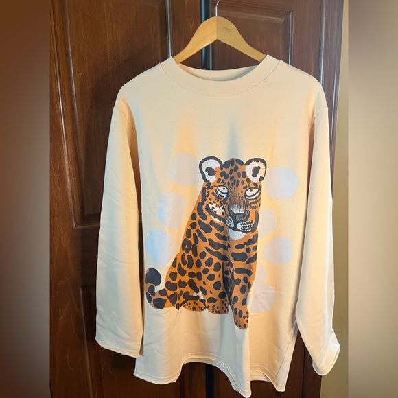 Marimekko Sweater Hiirenvirna Kaksoset Tiger Off White Brown Gray Size M - Picture 2 of 15